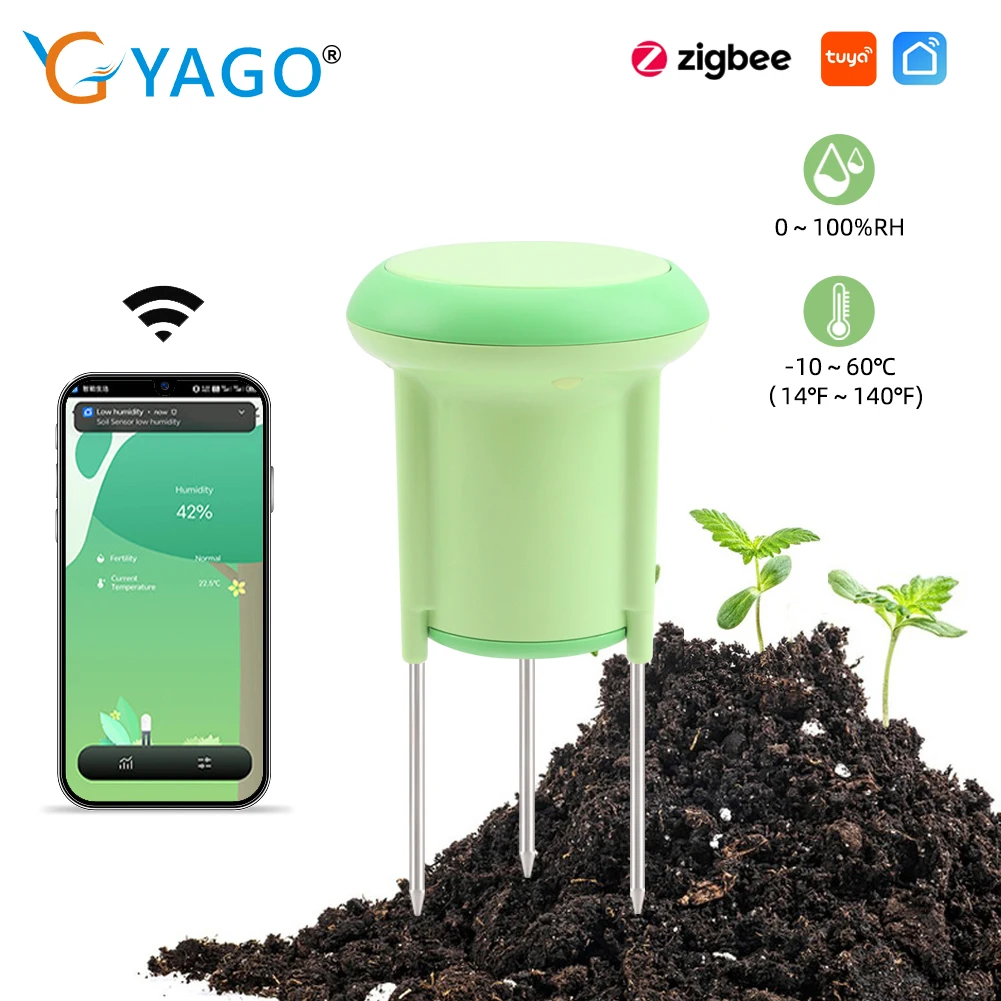 

Tuya Zigbee Soil Moisture Meter Wireless Temperature Humidity Tester Plant Monitor IP66 Waterproof Detector for Garden Planting