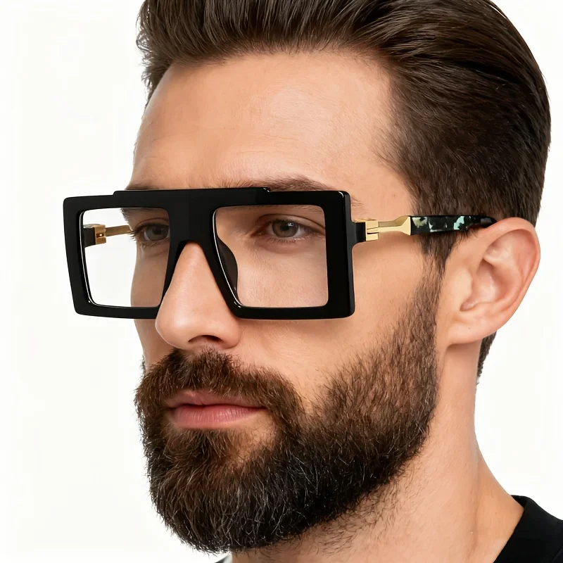 

Square large frame men's decorative glasses frame, women's fashion PC durable glasses frame trend high-end eyessss