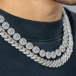 Iced Out Miami Round Cuban Link Chain For Men Bling Tennis Chain Diamond Cuban Chain Necklaces Hiphop Punk Jewelry Gifts