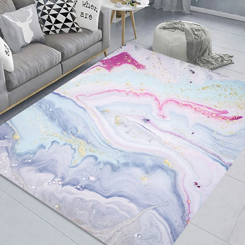 Nordic Colored Marble Carpet for Home Living Room Decorative Floor Mats Porch Door Mat Anti-slip Print Mats Bedroom Non-slip Mat