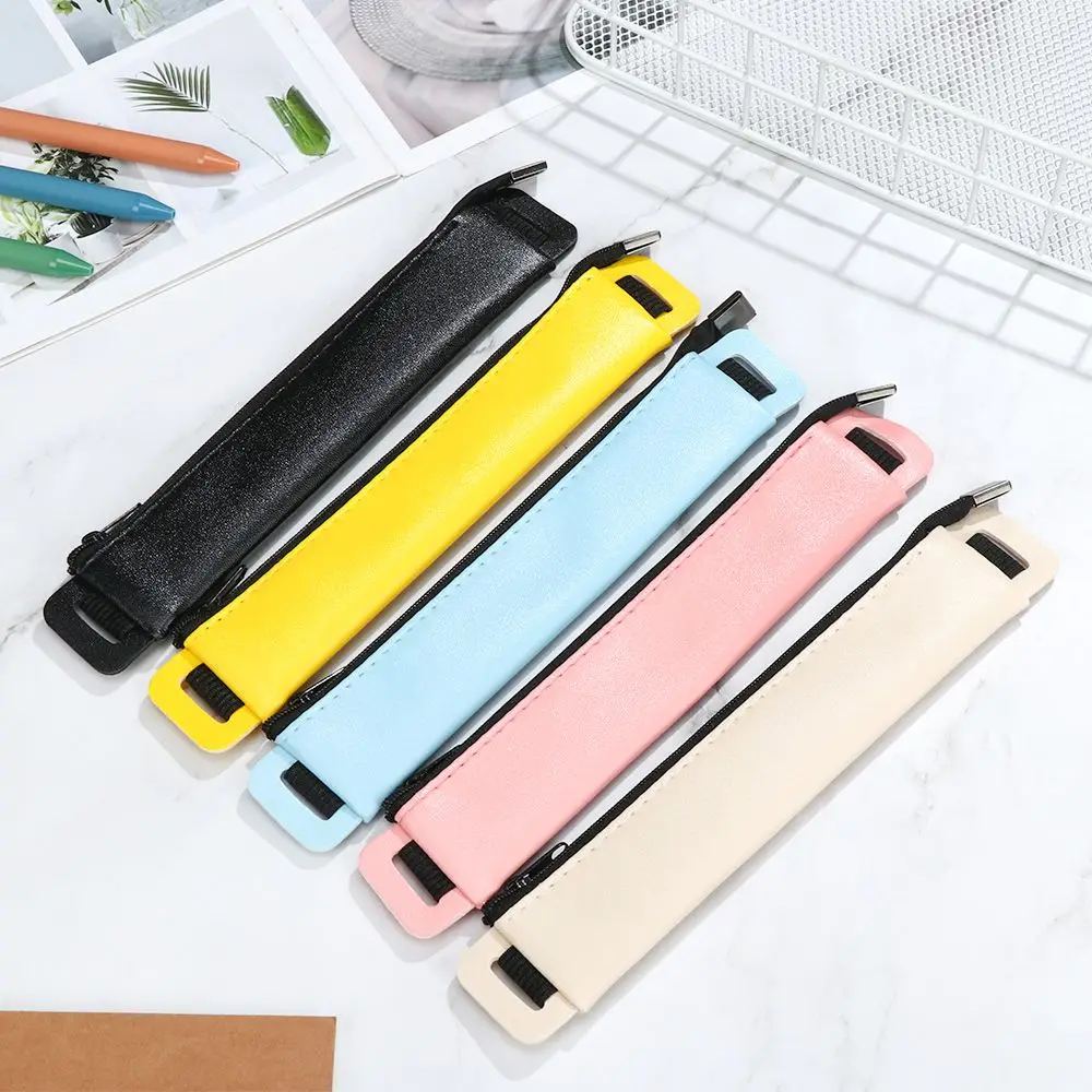 Luxury PU Leather Elastic Buckle Pencil Case Book Notebook Pen Bag Touch Screen Pen Cover Office Meeting Easy Carry Stationery