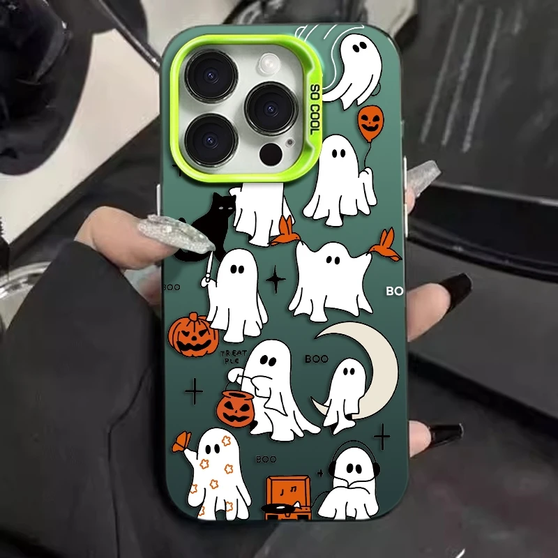 Halloween Ghost Phone Cases for iPhone 15 Pro Max Case 11 12 14 13 Pro Mini XS XR 8 7 Plus SE 2020 2022 Shockproof Cover