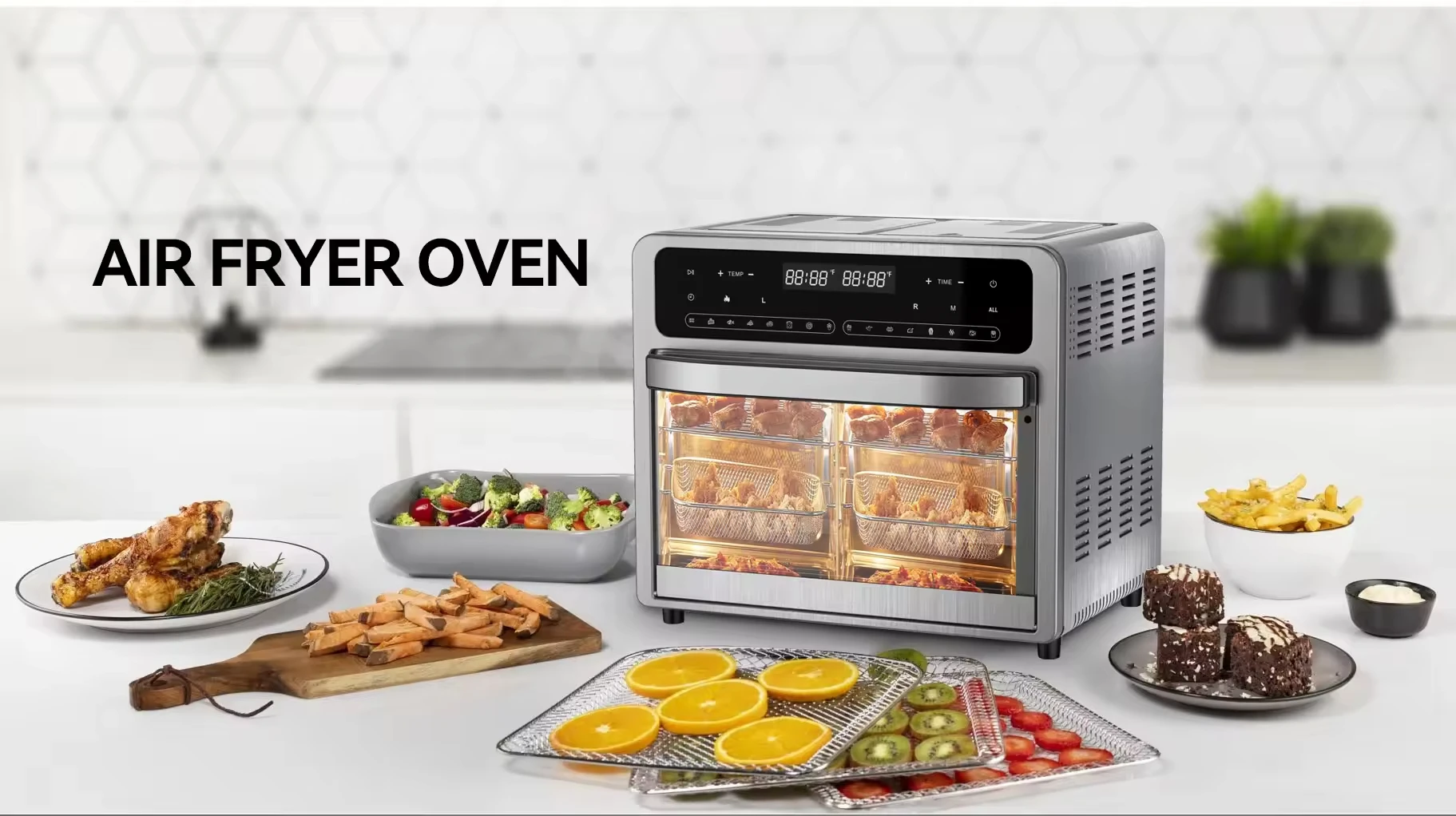 One Touch LED Control Panel 12 in 1 Oil-Free Air Fryer Oven