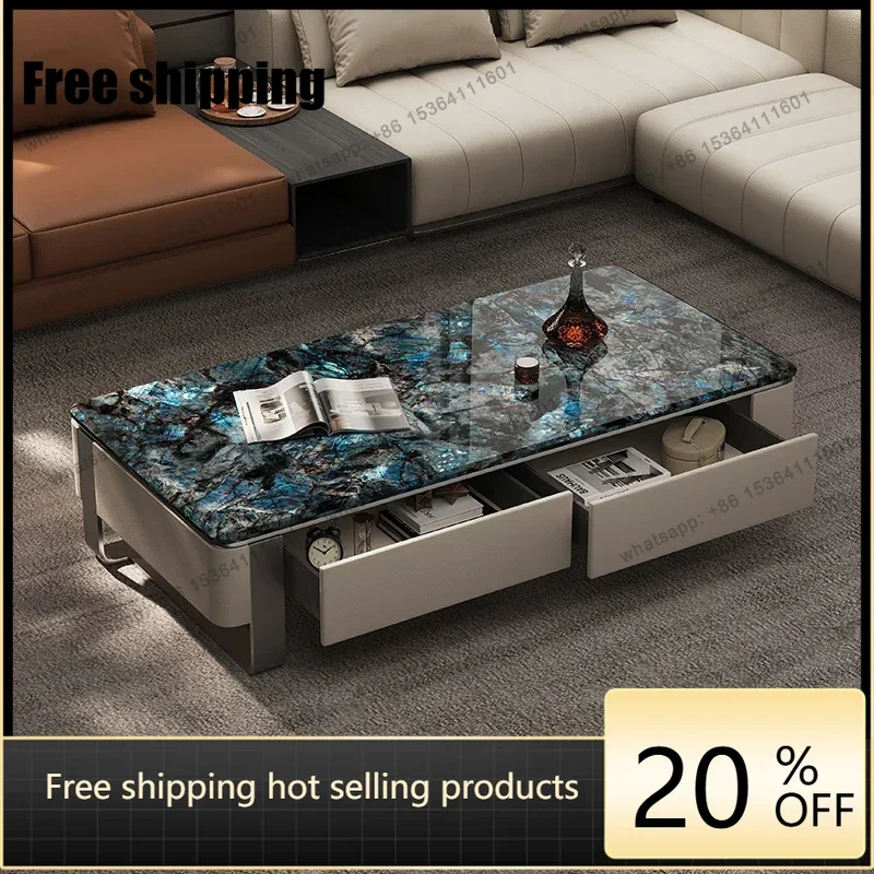 Factory DirectItalian minimalist marble coffee table living room home light luxury high-end customized new solid wood
