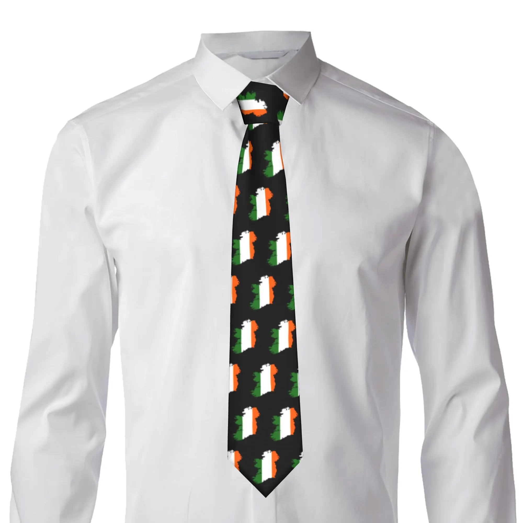 Fashion Ireland Flag Map Neck Ties for Office Men Irish Patriotic Necktie