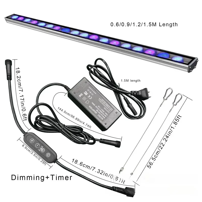 Deep Blue UV Reef Aquarium Light 2ft 3ft 4ft 5ft Reef LED Bar LED Aquarium Light Blue Plus With Timer