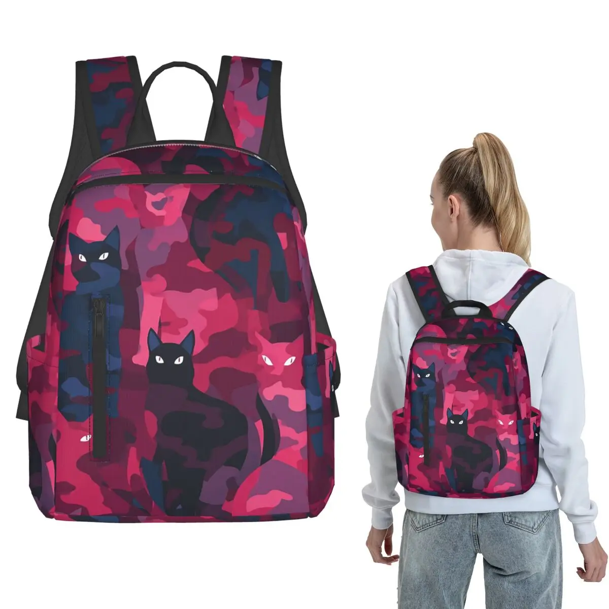 

Chic Wild Cat Camouflage Backpack Daypack Children BookBag School Bag Shoulder Bags for Men Women