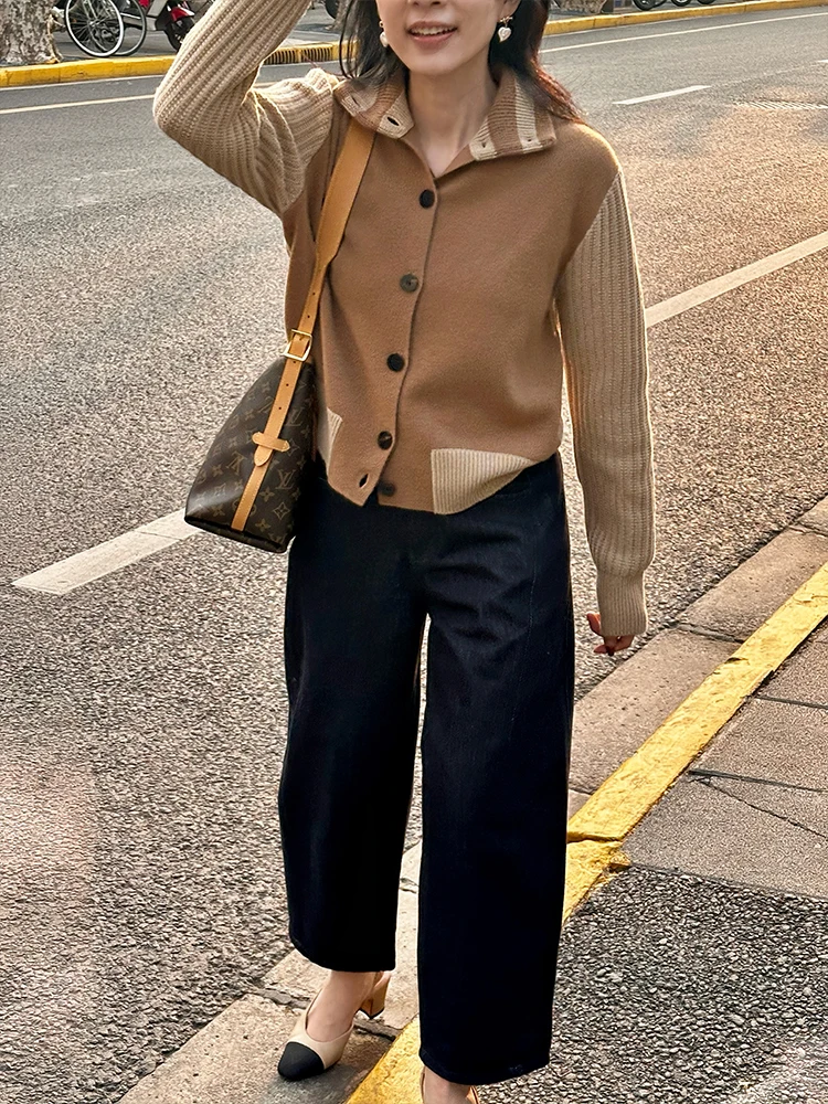 

ZINCCA High Waist Cotton Jeans Banana Pants Vintage Casual Nine Points Women's Premium Denim Spring Season Non-Stretch