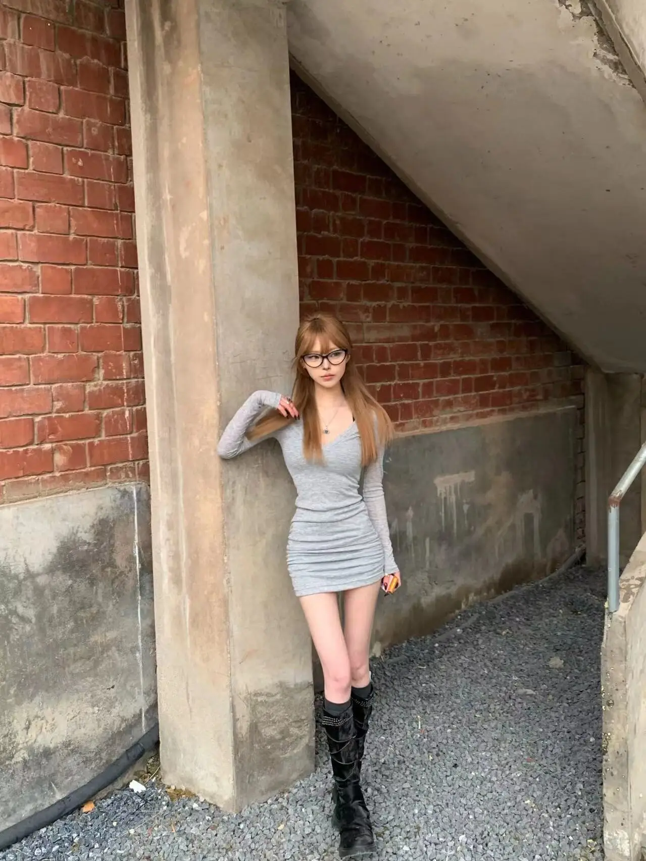 

Lovedeath ey Deep V-ne Long Sve Slimming Bodycon Dr Women's Wraparound Skirt Dr Casual High Waist Cotton Blend