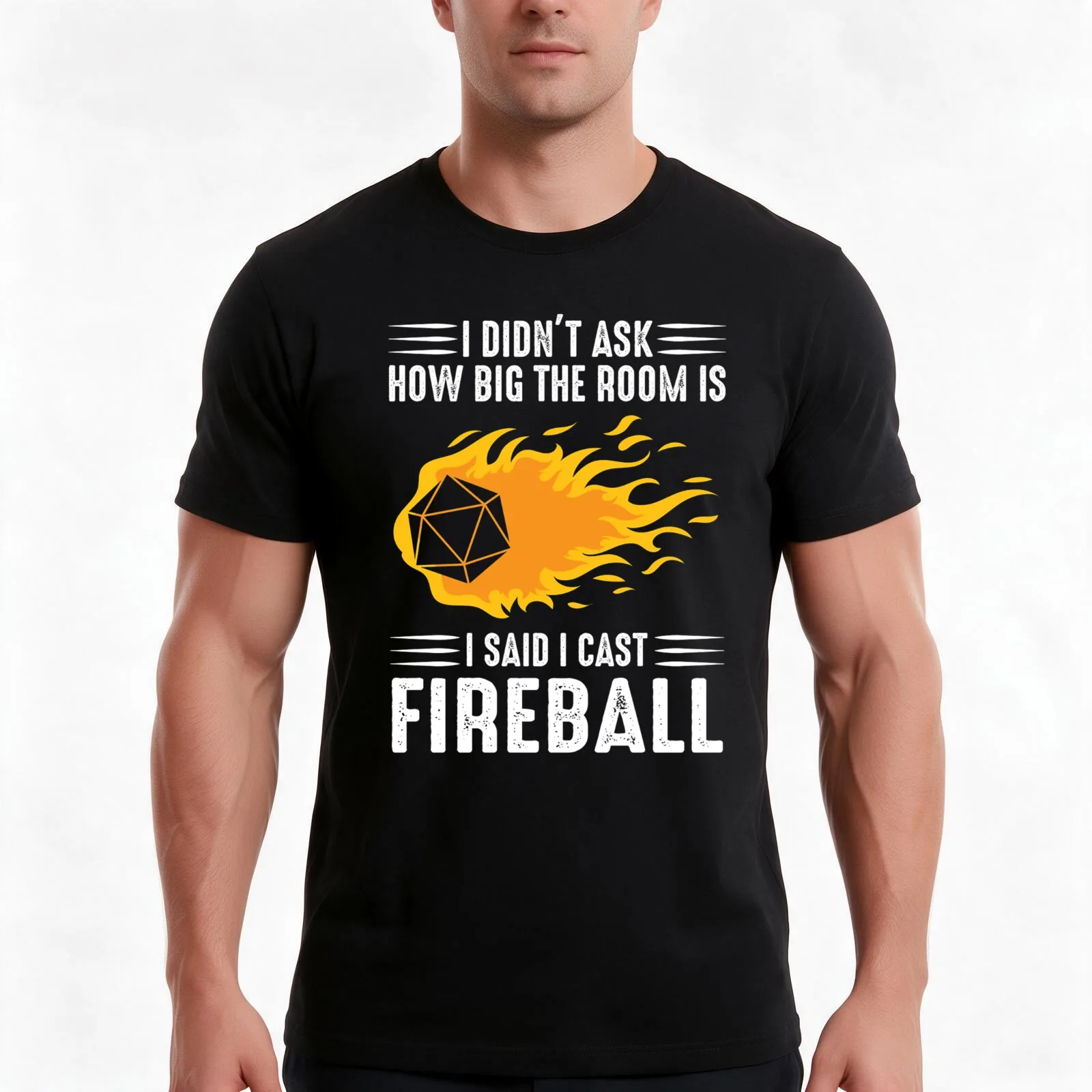 I cast Fireball Wizard Sorcerer DM Gift TTRPG T-Shirt, Summer Casual Cotton Tee, Oversized Streetwear Tops, Unisex Men Women