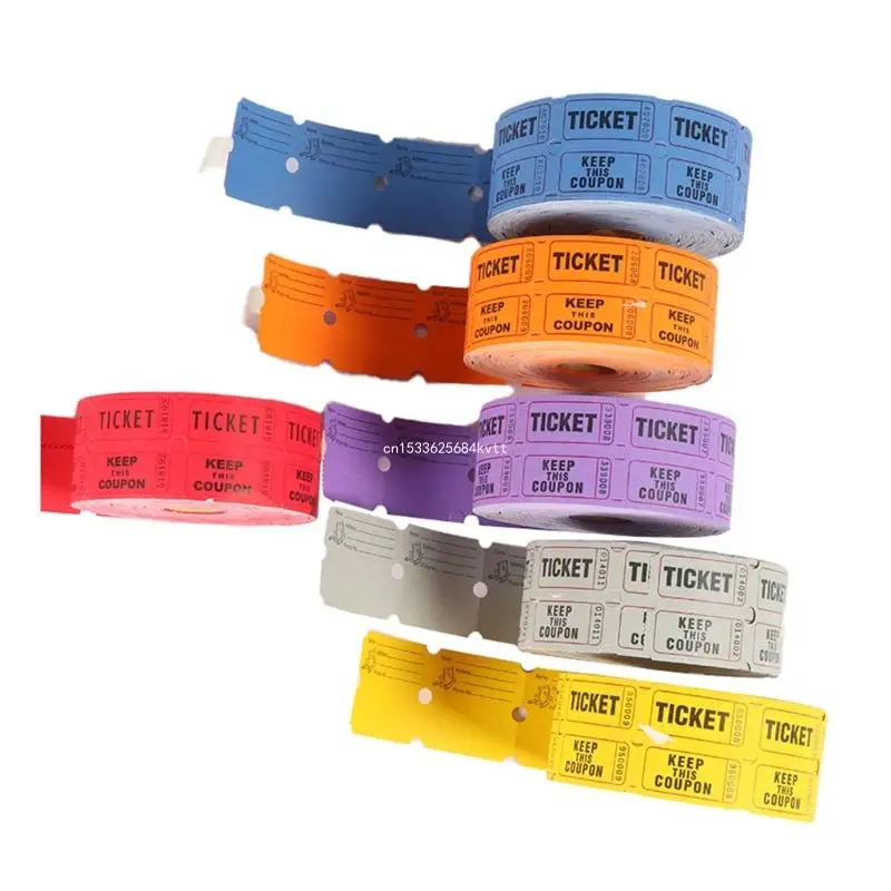 Assorted in 6 Colors 1000 Count Single Roll Raffle Tickets for Event, Carnivals Dropship