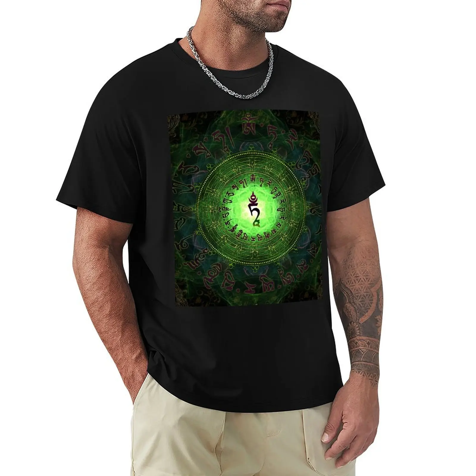 Green Tara Mantra- Protection from dangers and suffering. T-Shirt Quick Dry Fishing T-Shirt