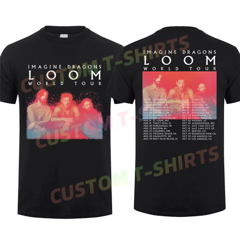 2024 Men T Shirt Casual Imagine Dragons Loom World Tour 2024 T-shirt Graphic Summer Short Sleeves 100% Cotton S-3XL Cool Tee