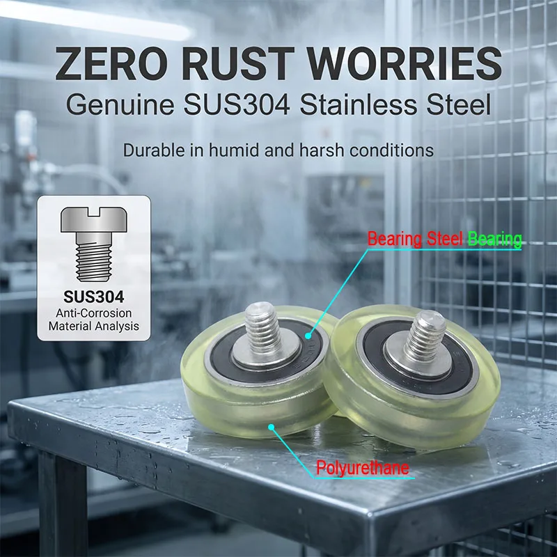 

5pcs PU69622-5C1L8M6 Polyurethane Coated Bearing Roller 22x5mm with M6x8mm Stainless Steel Screw 696RS PU Guide Pulley Wheel
