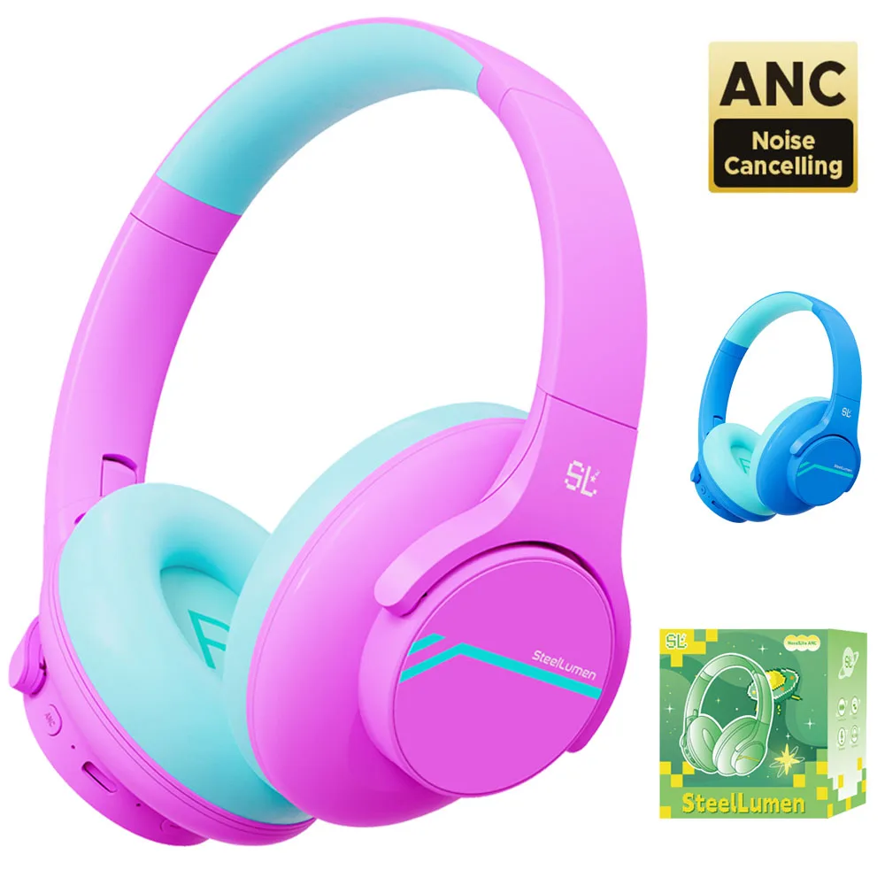 ANC-auriculares inalámbricos con Bluetooth para niños, cascos con cancelación de ruido para viajes escolares, auriculares insonorizados, protección auditiva para niños