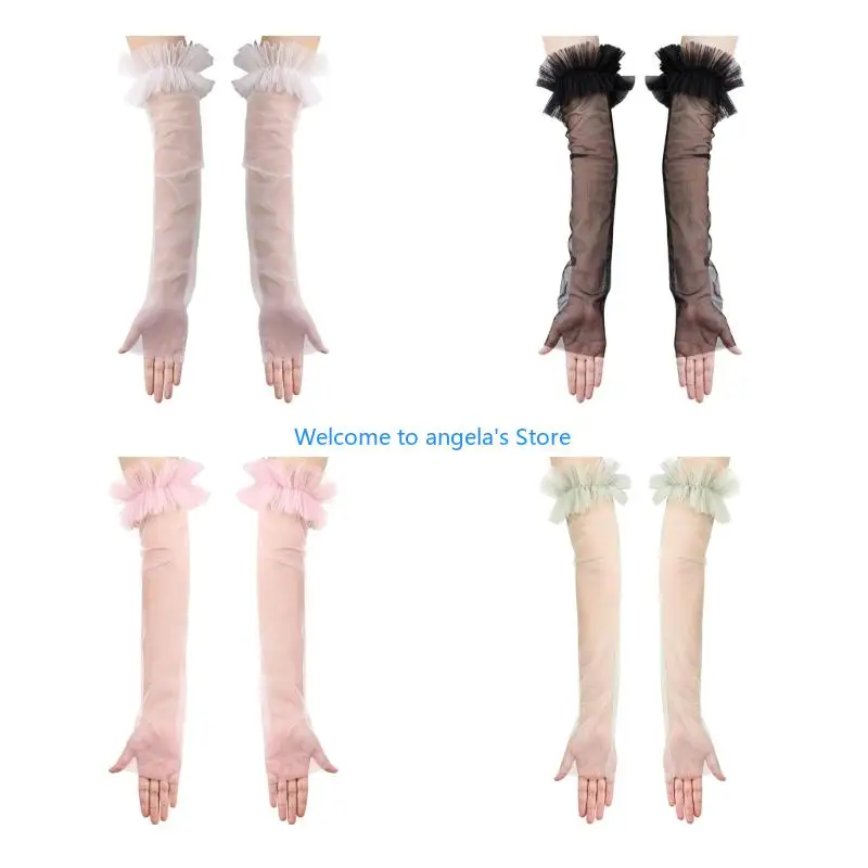 

X4yc сетчатые свадебные перчатки длинные рукава на руках Seethrough для невесты и подружки невесты