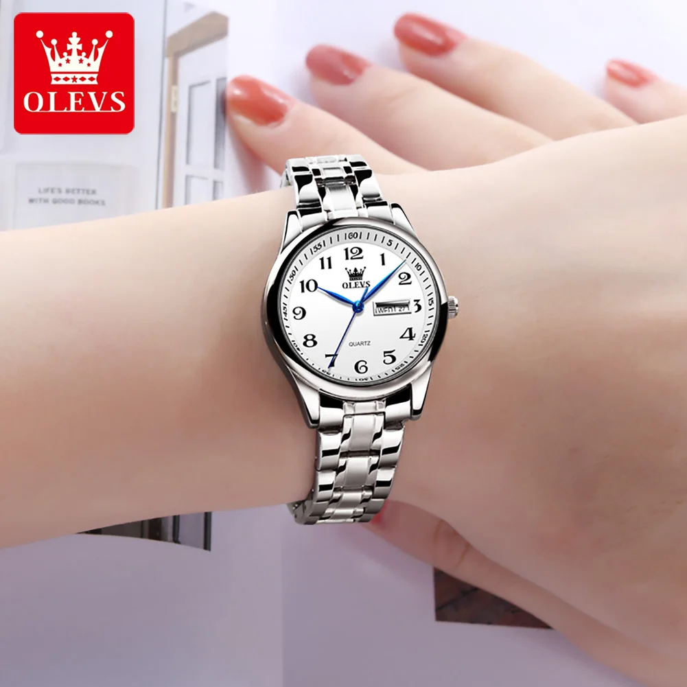 OLEVS Classics Fashion Original Luxury Elegant Lady Watch Stainless Steel Waterproof Quartz Lady Wristwatch Relogios Feminino