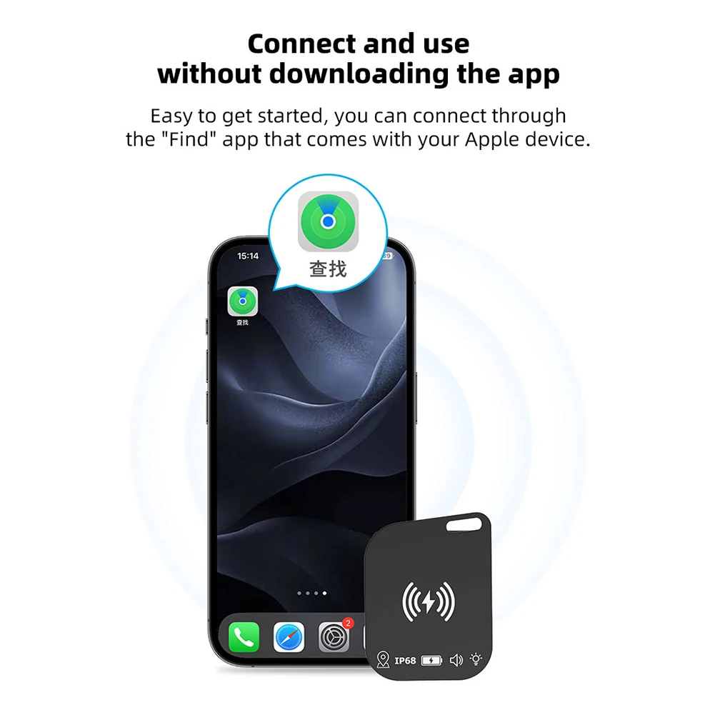 Wireless Charging Ultra Slim Tracking Card Waterproof Works for Apple Find My Smart Air Tag Wallet Tracker Keys Pet Bag Locator