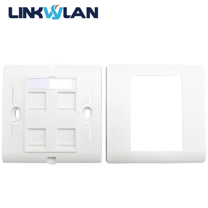 Linkwylan 86x86mm Single Port 1port Face Plate / Wall Plate - Wall Mount for Installation with RJ45 & RJ11 Keystone Jacks