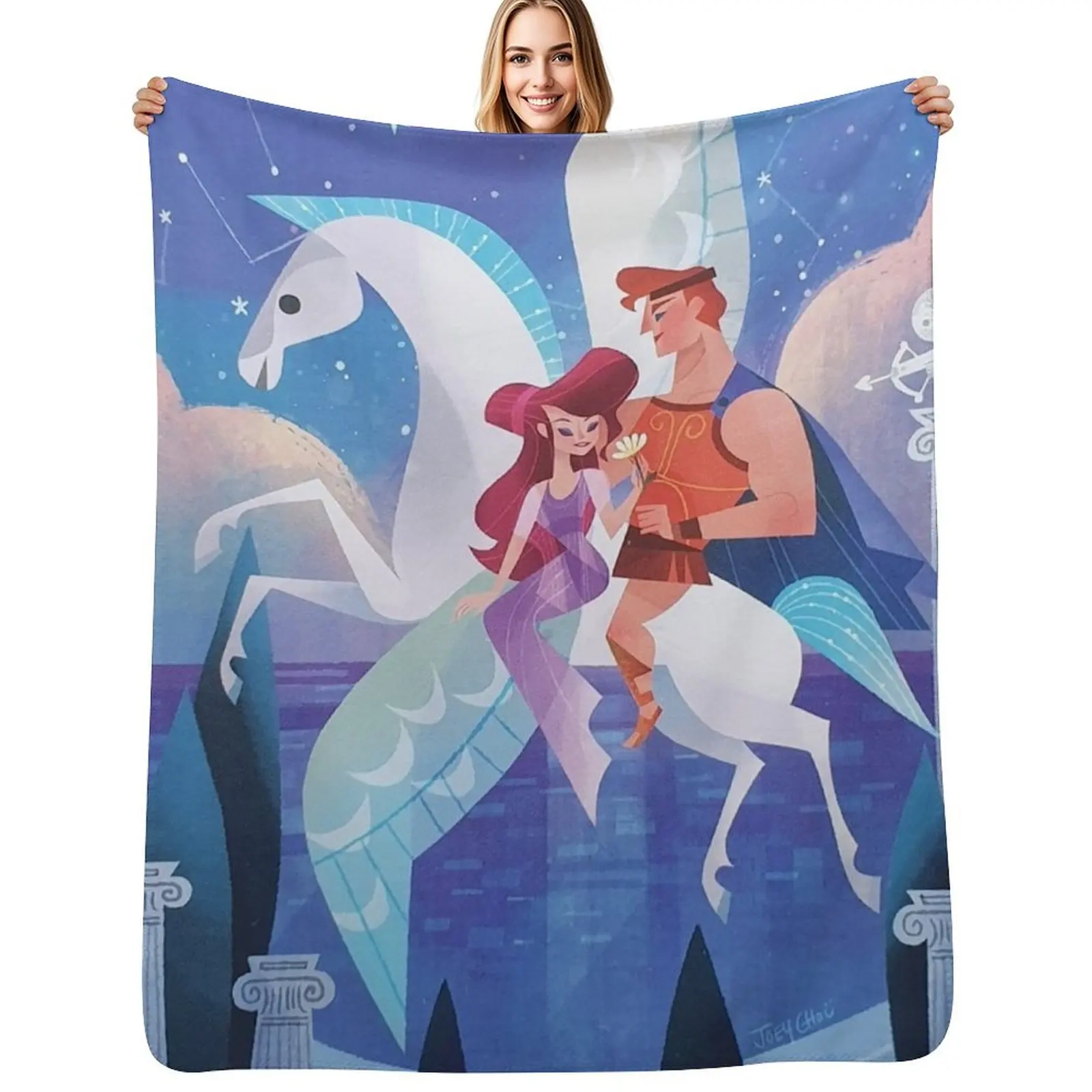 Hercules, Meg & Pegasus Throw Blanket Versatile Cozy Throw Blanket for All Occasions