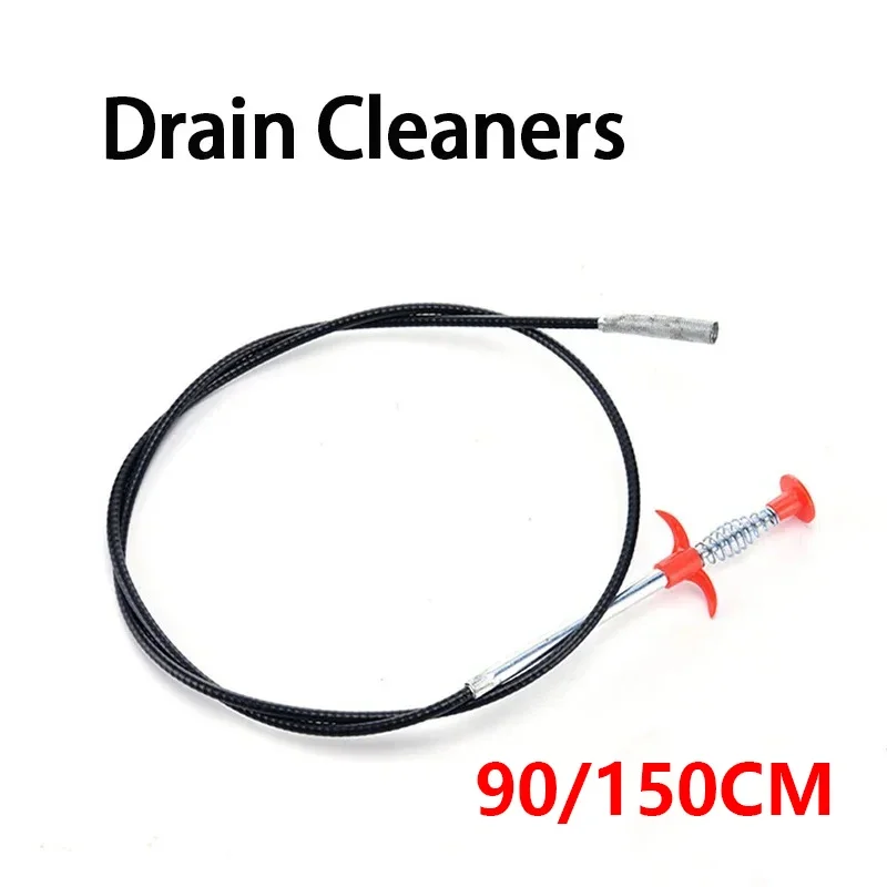 90/150cm Sink Drains Grabber Tool Flexible Long Reach Claw Pick Up Narrow Bend Curve Floor Drain Sewer Spring Grip Cleaner Tool