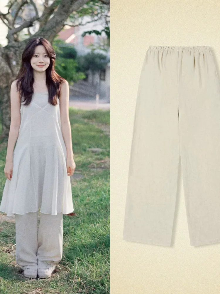 

Natural Style Linen Casual Pants Cool Sensation High Waist Straight Leg Pants Summer 2026 New Arrival Women's Wear