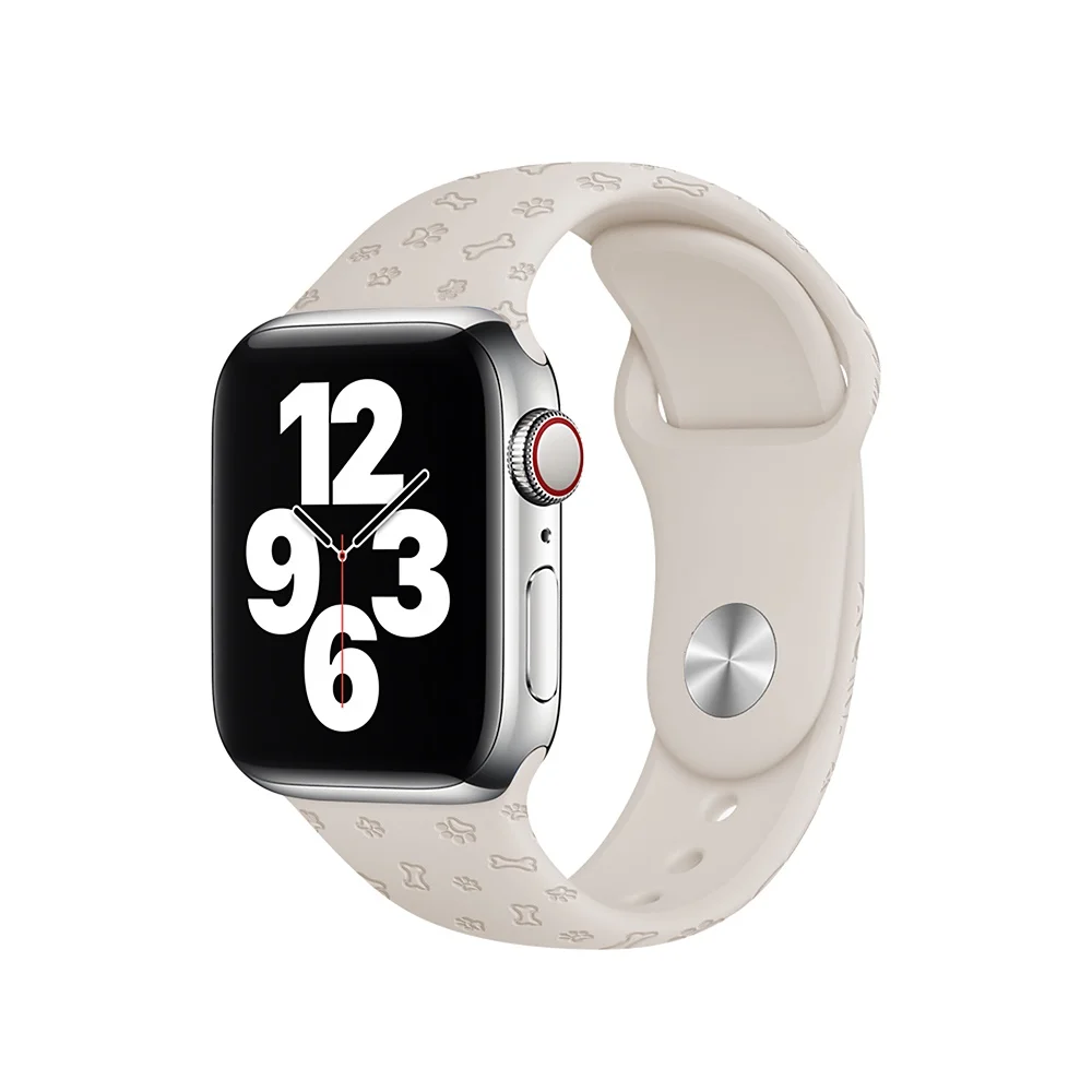 Mới Dễ Thương Con Chó Con Paw Kẻ Thù Dây Đeo Apple Watch IWatch Series 7/SE/5/ 6 Dây Dành Cho IWatch 7 Viền Nổi Dây Đeo Silicone Dành Cho Iwatch