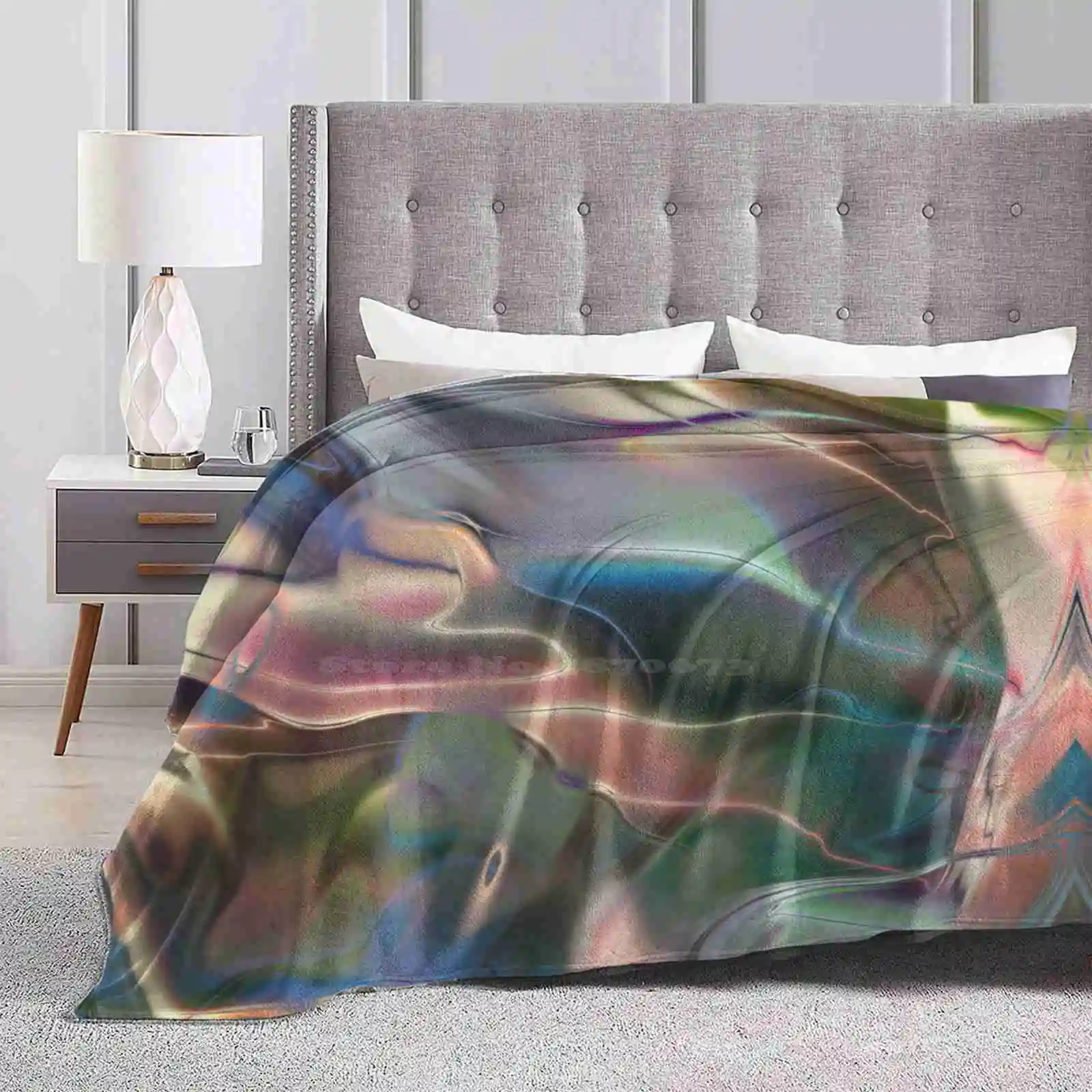 

Neon Marble Top Quality Comfortable Bed Sofa Soft Blanket Abstract Fractal 3D Geometric Pattern