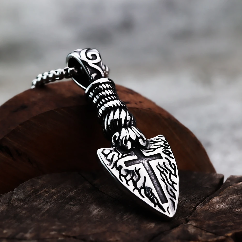 فايكنغ درع مرساة قلادة للرجال الفولاذ المقاوم للصدأ الشرير يسوع الصليب قلادة نورس باقان تاليسمان مجوهرات الاسكندنافية هدية #2