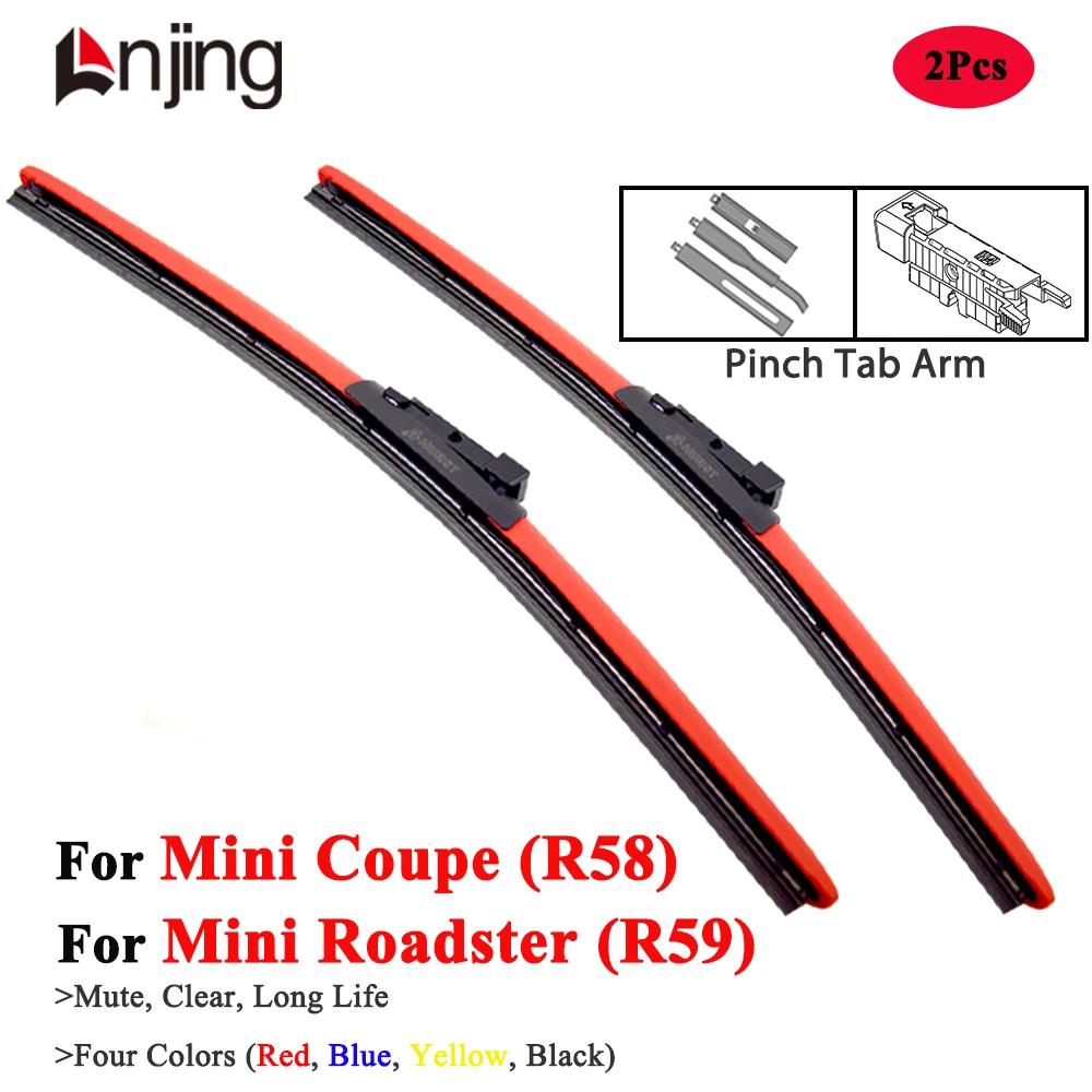 

LNJING Colorful Windshield Wiper Blade For BMW Mini Roadster Coupe Cooper S JCW R58 R59 2011 2014 2015 2018 2020 Car Accessories