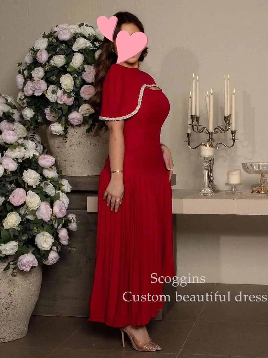 Scoggins Dress Elegant Vintage Sweet Red Mermaid Sequins Asymmetrical Customize Formal Occasion Prom Dress Evening Party Gowns