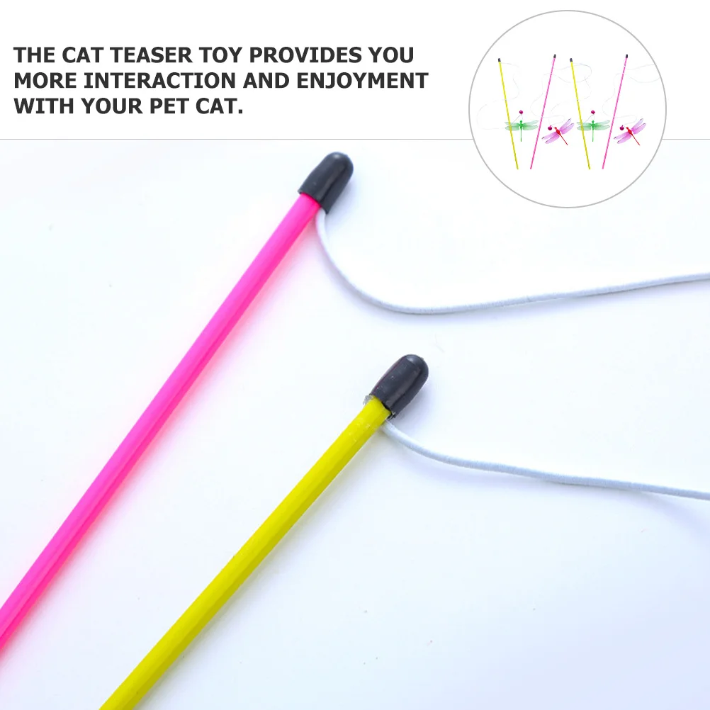 

4Pcs Cat Teaser Stick Interactive Wooden Pole for Indoor Cats Fun Play Training Accessory Lightweight Pet Entertainment Tool