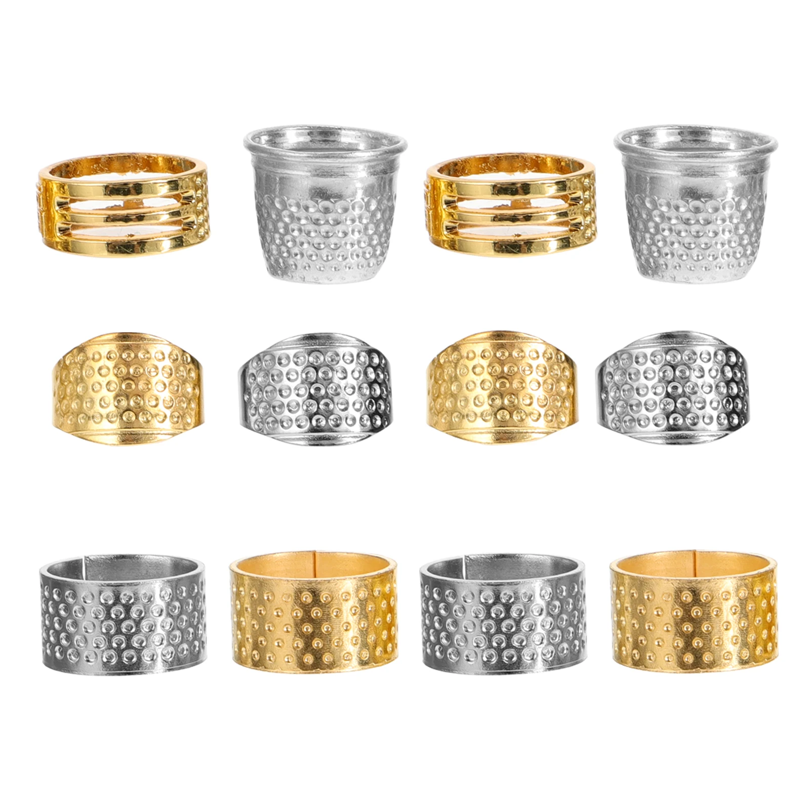 

12 Pcs Sewing Thimbles Set Alloy Iron Finger Protector Lightweight Portable Storage Beginner Sewing Crafts Pin Cushion