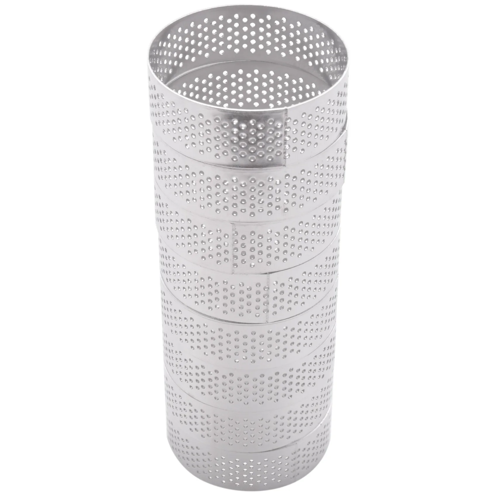 스테인레스 스틸 타르트 링, 열 천공 케이크 무스 링, 라운드 더블 롤 타르트 링, 금속 몰드 6cm, 8 개