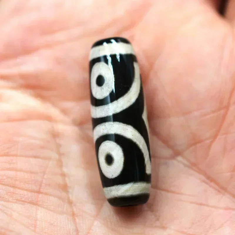FLTMRH 30mm Vintage Jewelry Buddhist Bead Natural Tibetan Dzi Agates Stone Beads Tiger Teeth Pattern Dark Brown Antique Agates