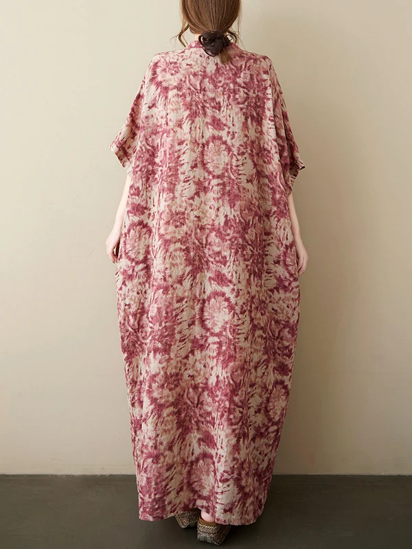 

Летняя женская повседневная юбка из хлопка и льна с v-образным вырезом и принтом больших размеров, свободная посадка Long Sve Long Dr