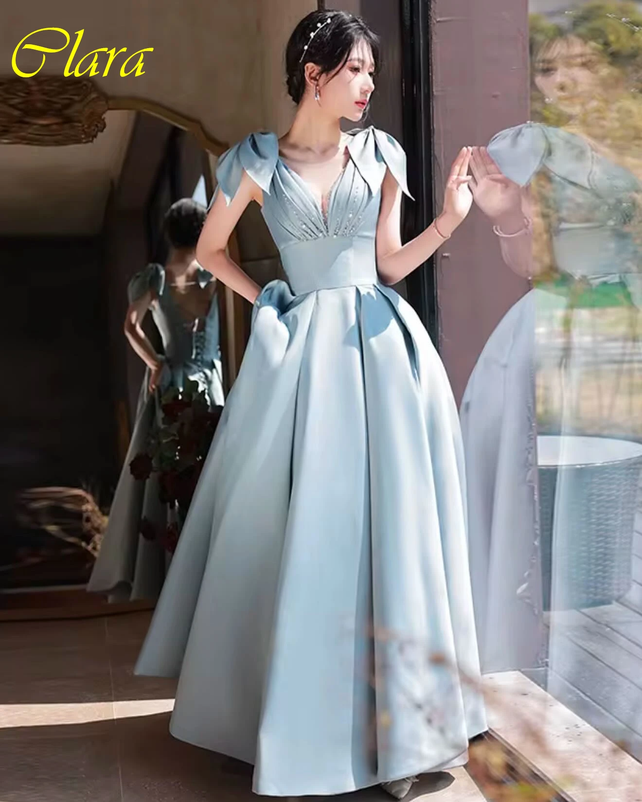 

Элегантное вечернее платье трапециевидной формы с v-образным вырезом по индивидуальному заказу и модные темпераментные платья знаменитостей, высококачественное нежное вечернее платье