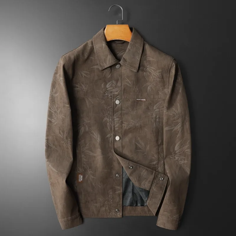 

2026 Spring New Men's Slim Fit Motorcycle Jaet PU Leather Coat Turn-down Collar Trendy Haome Faionable Waterproof