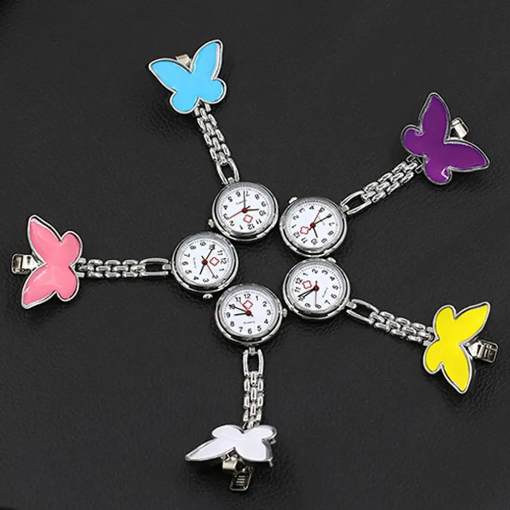 Butterfly Shaped Pocket Watch, Clip on Nurse Watch, Mini Silicone, Enfermeira Broche, Túnica Fob Relógios, Doctor Medical Relógios Relógio