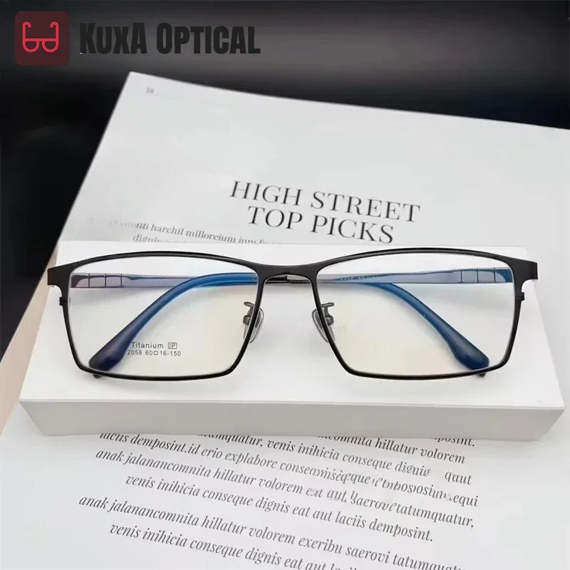 

KUXA 150 mm Oversize Pure Titanium Glasses Frame Men Wide Glasses Ultra Light Super Quality Flexible Prescription Glasses
