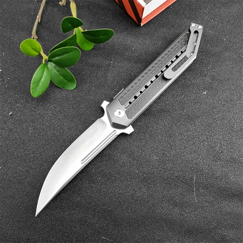 Begg folding knife outdoor camping fishing survival titanium alloy inlaid carbon fiber handle EDC tactical rescue tool knife