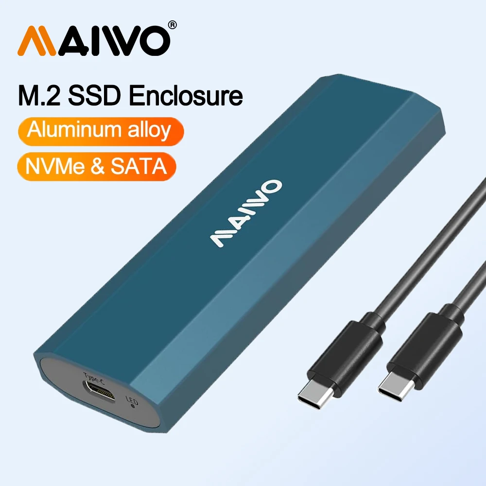 حافظة MAIWO M2 SSD M.2 NVMe SSD محول الضميمة 10 جيجابت في الثانية USB 3.2 Gen2 USB C حافظة sata nvme ssd خارجية تدعم مفاتيح M وB&M