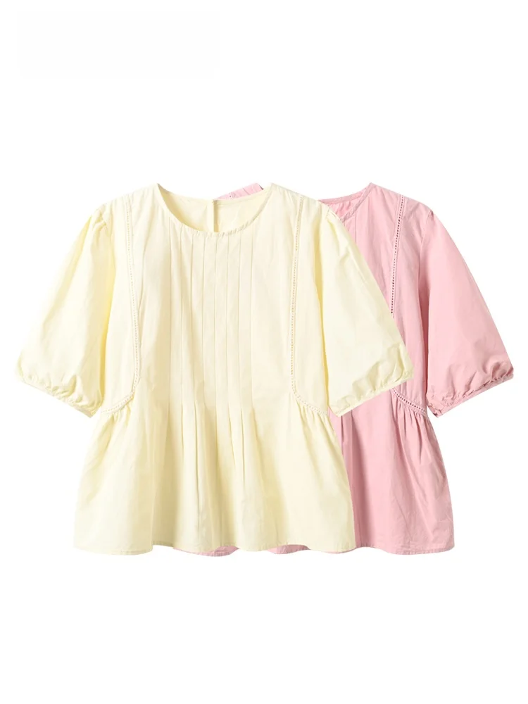 

CaraCLUB plus Size Bubble Sleeve Shirt Women's New Style Beautiful Plump Sister Loose Unique Absolutely Beautiful Early Summe...