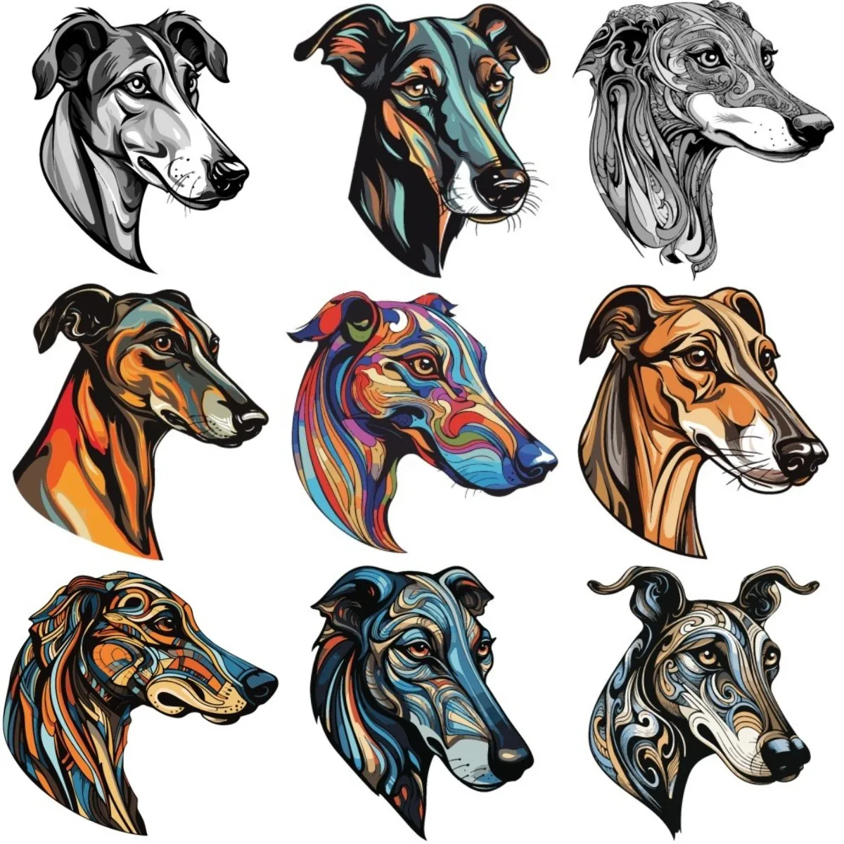 Greyhound Color Creative PVC Stickers Off-road Car Motorcycle Camper Van Bicycle Book Bumper Wall Fridge Room Door Boat Table