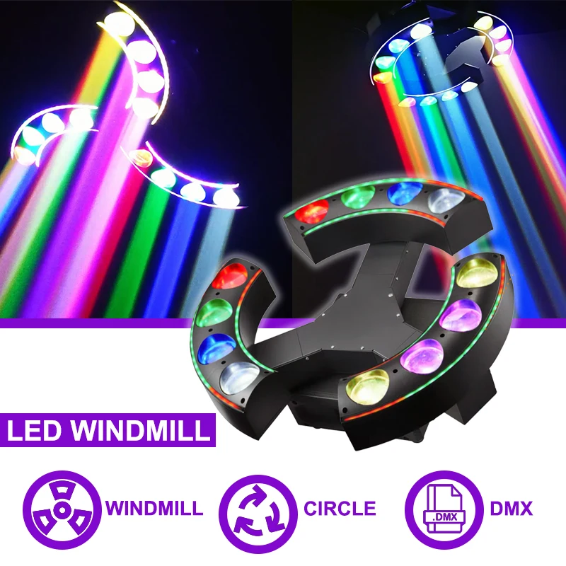Sunart LED Windmühle Bühneneffektbeleuchtung für DJ Disco Party Events Nachtclubs Bars Show Moving Head DMX Fixture RGBW Colrs
