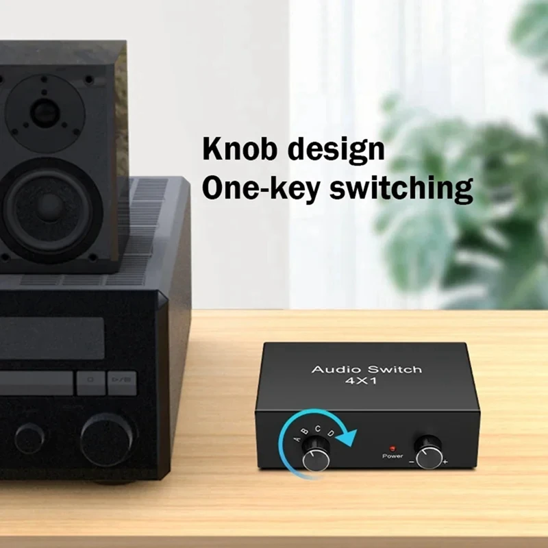 【Superdeals】4 Way L/R Stereo Audio Switch 4 In 1 Out RCA Audio Switcher Sound Channel Audio Switch Selector For DVD Speaker Play