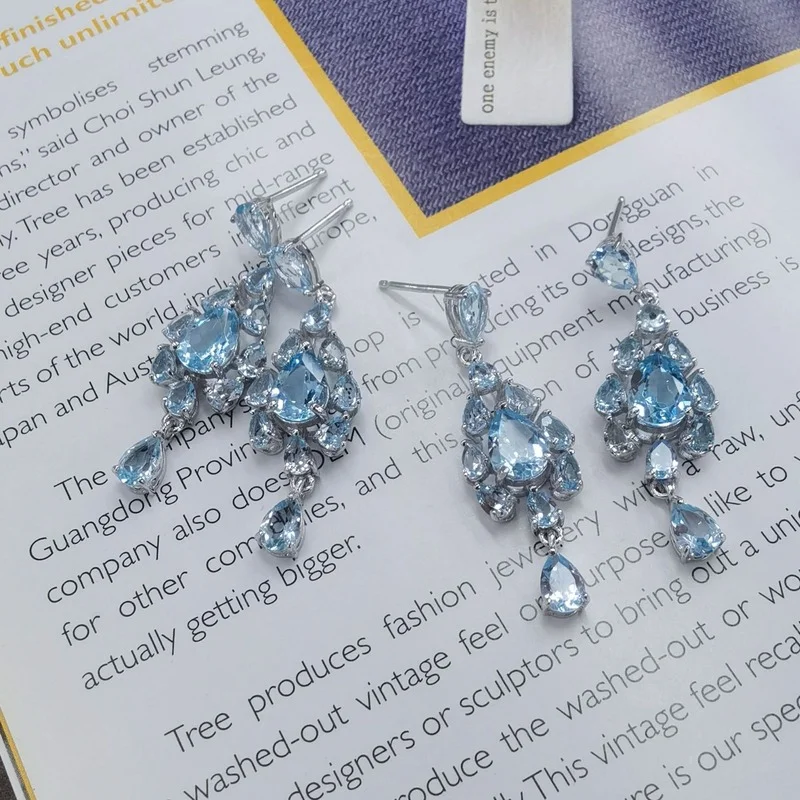 SACE GEMS orecchini di gioielli di moda per le donne 925 Sterling Silver Sky Blue Topaz Eardrop Wedding Party Fine Jewelry Holiday Gift