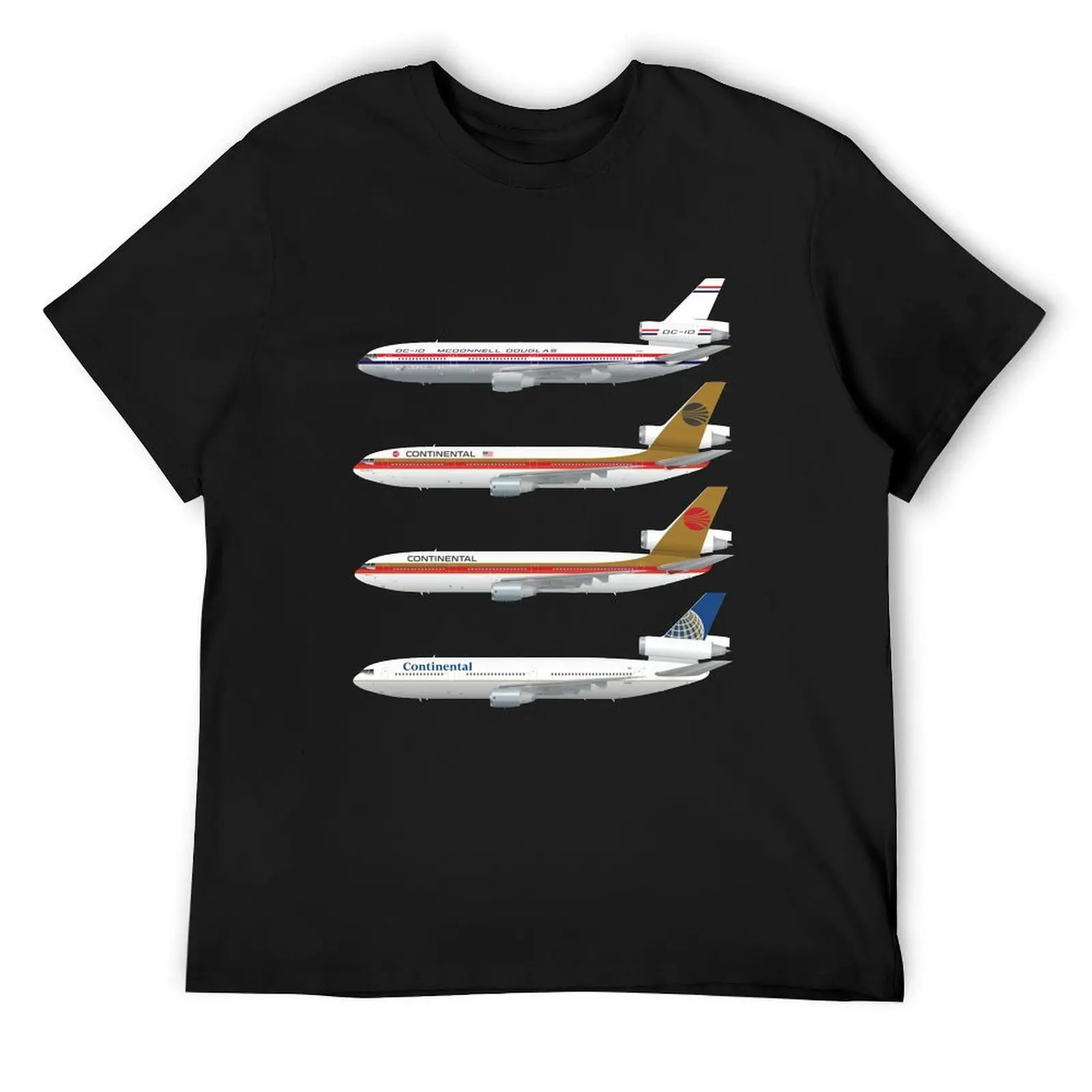 

Wings In Uniform - DC-10 - Continental Airlines - Through The Ages T-Shirt heavyweights summer clothes fitted t shirts for men