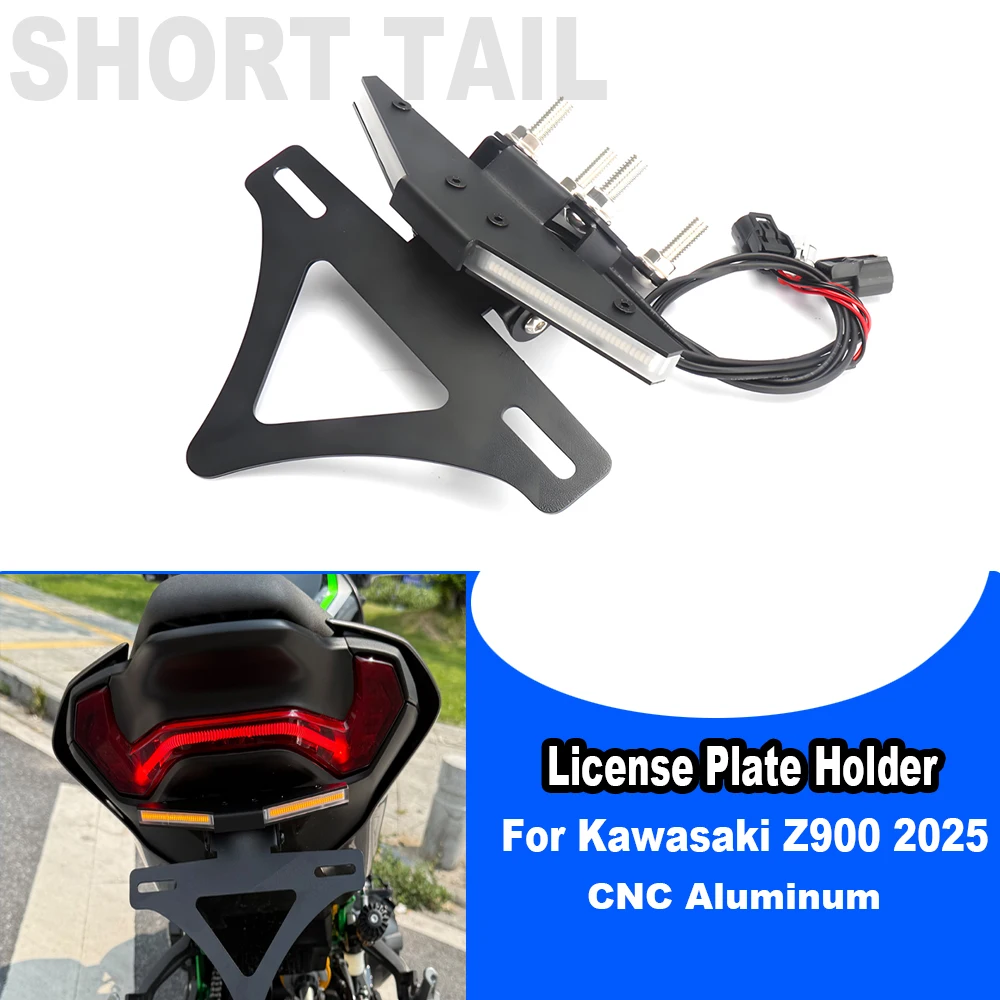 

New Motorcycle Rear Short Tail Tidy License plate holder Frame Turn Signal light For Kawasaki Z900 Z 900 z900 2025