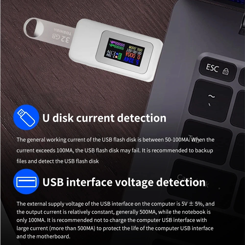 Imagem -02 - Voltímetro dc Digital com Usb Amperímetro Medidor de Tensão Atual Amp Volt Amperímetro Detector Power Bank Charger Indicador 10 em 1